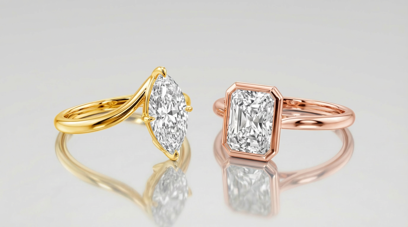 rose gold and yellow gold rings
