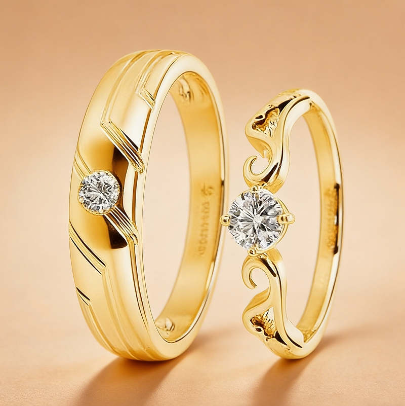 "The Still Point" Couple‘s Ring Set