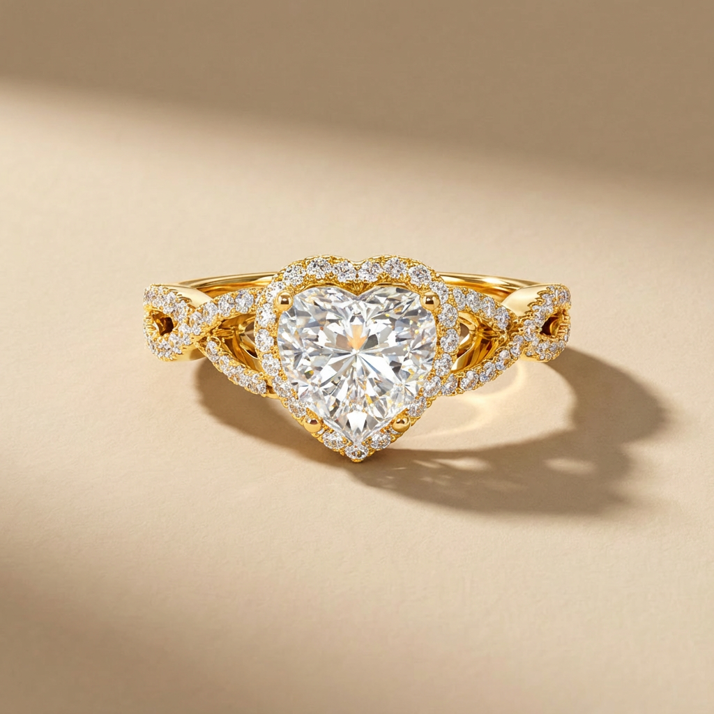 Heart Cut Cluster Engagement Ring