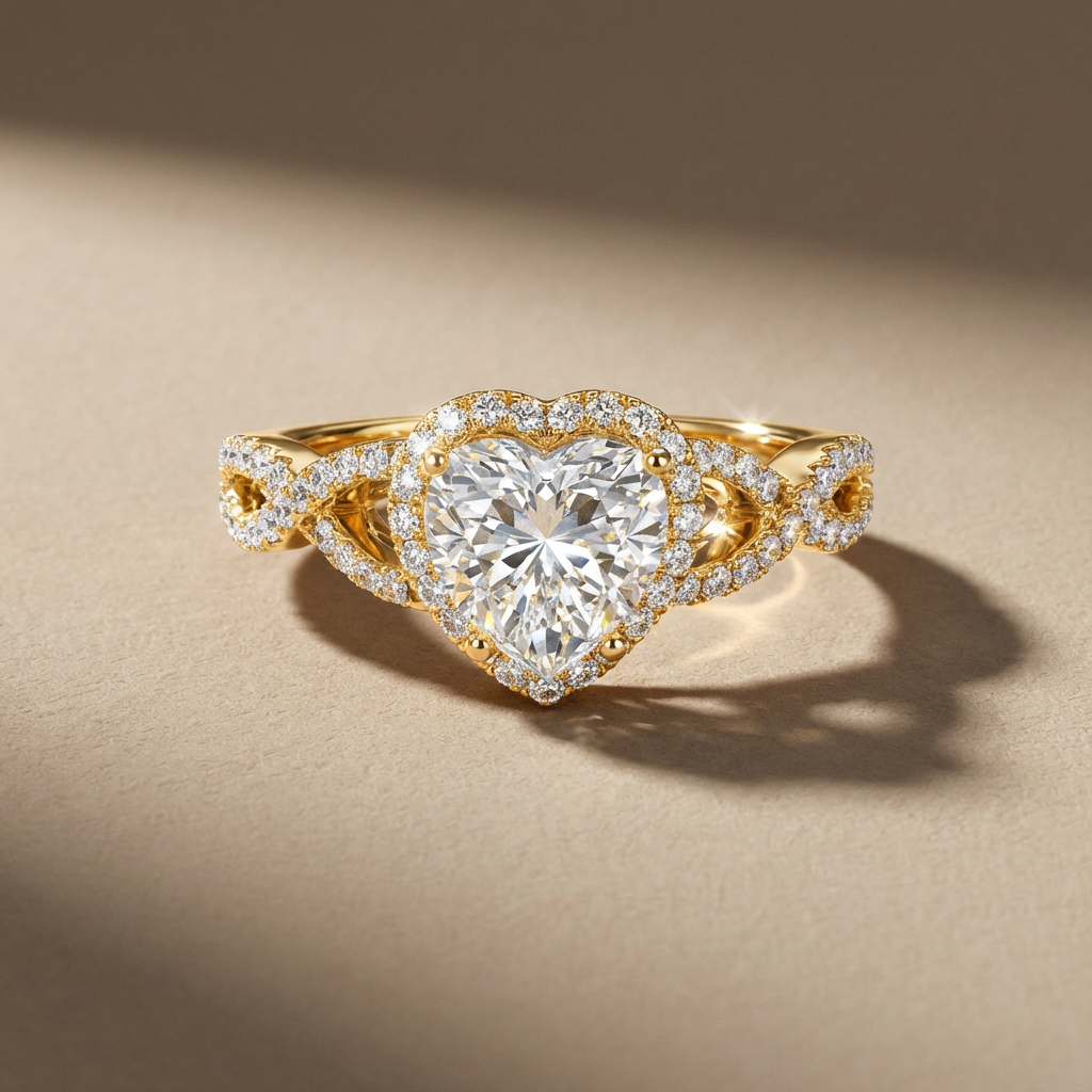 Heart Cut Halo Engagement Ring