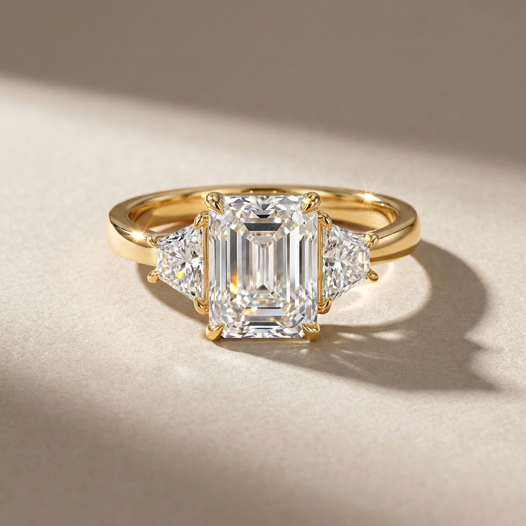 Radiant Cut Three Stone Engagement Ring