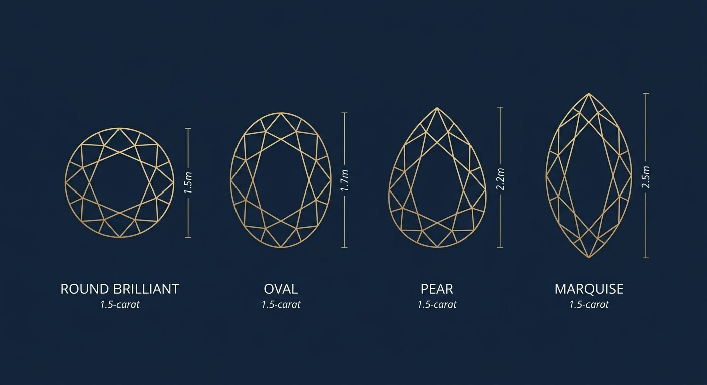 the visual effect of same-carat diamonds in different shapes