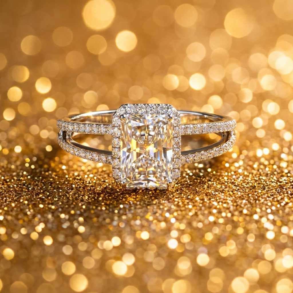 Radiant Cut Halo Engagement Ring