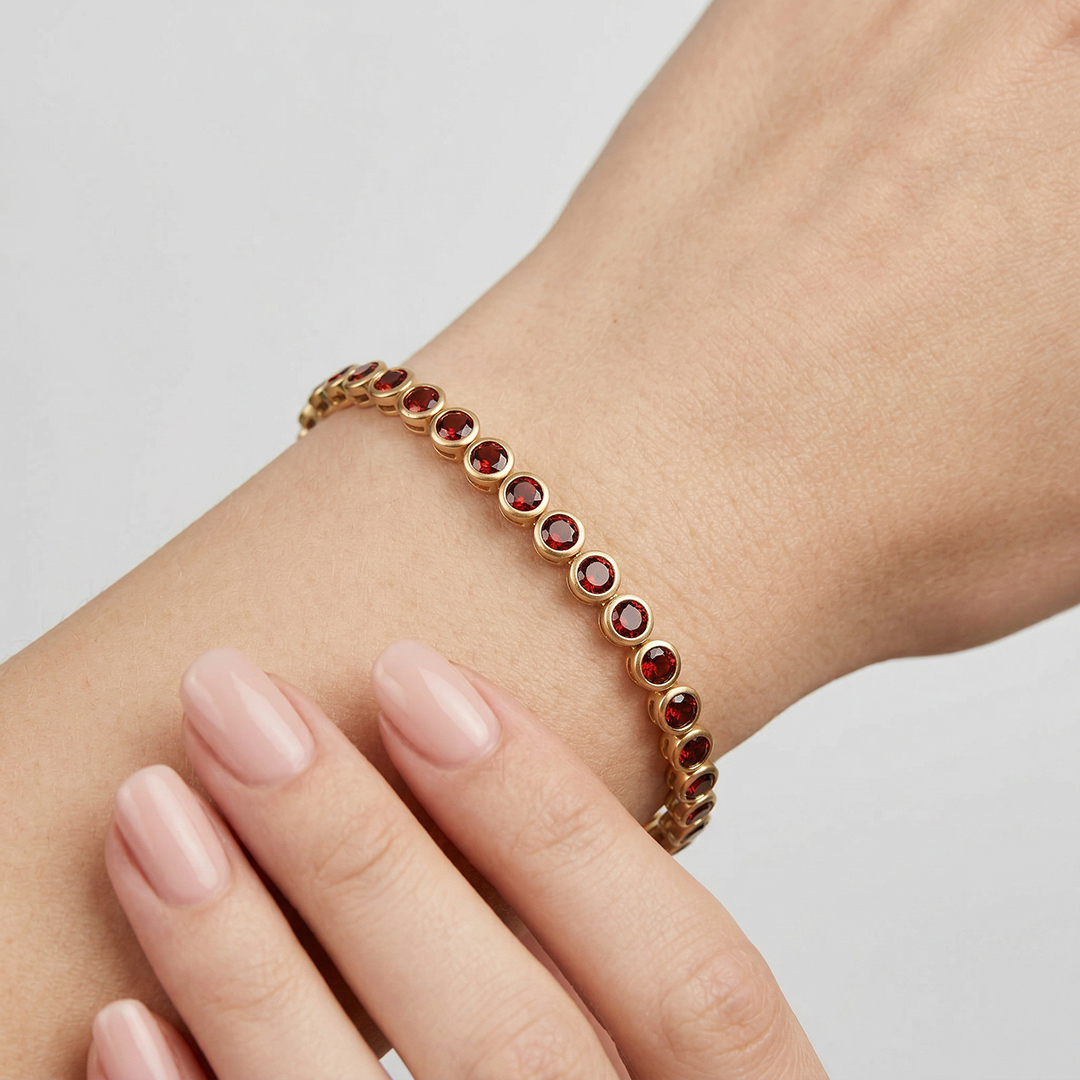 warm-tone gemstone tennis bracelet