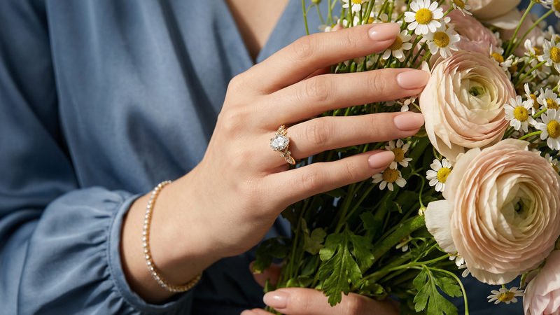 oval nature-inspired engagement ring