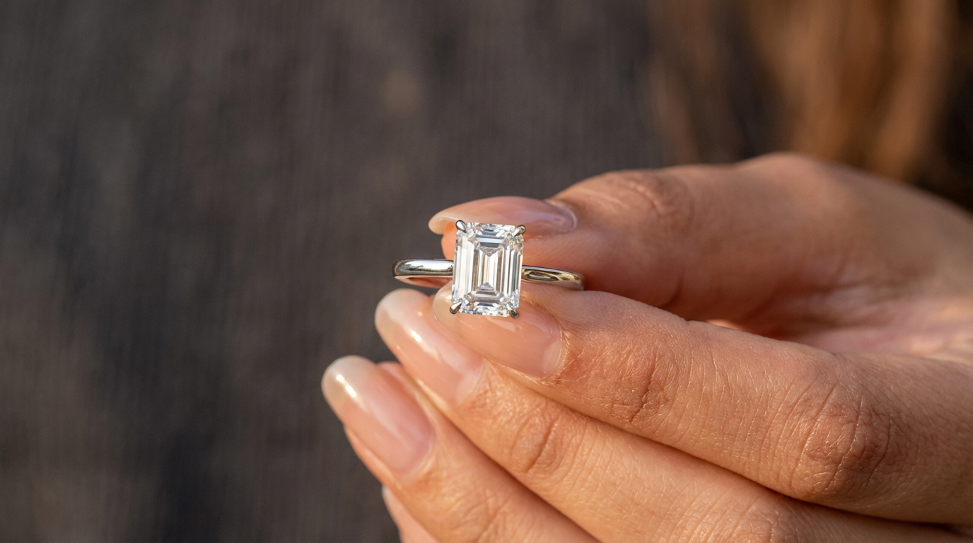 2 carat diamond ring on finger