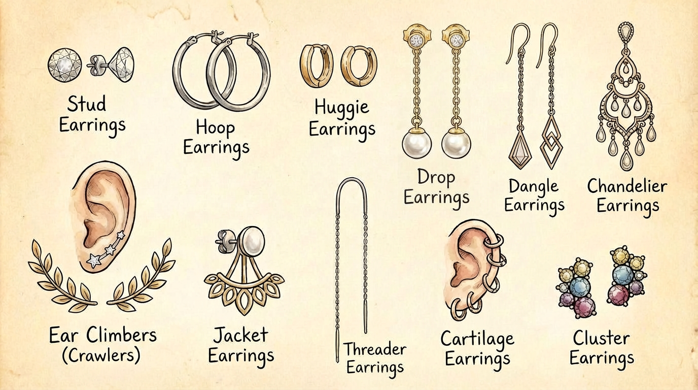 Different Types of Earrings and Earring Backs Guide