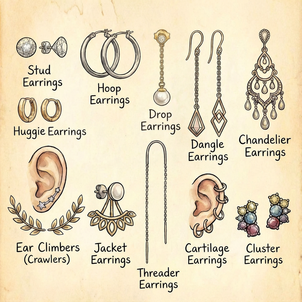 Different Types of Earrings and Earring Backs Guide