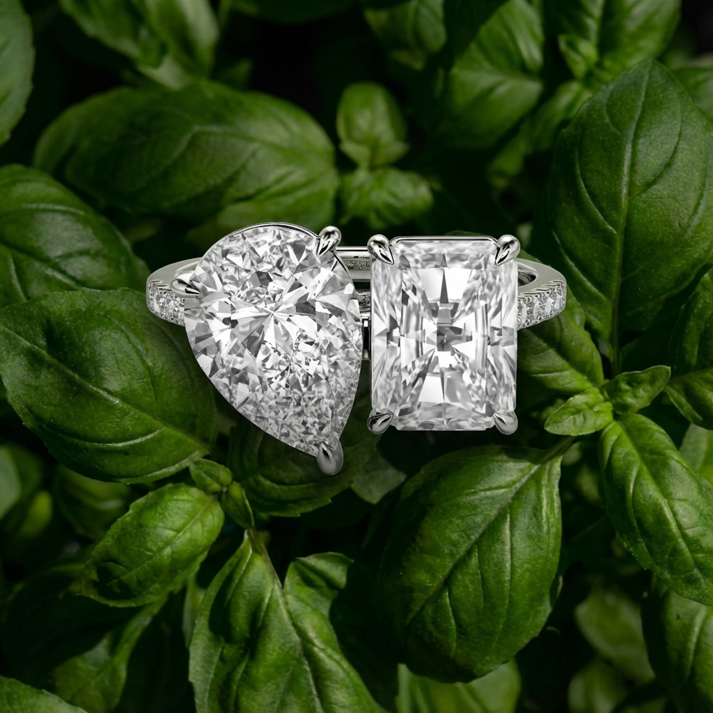 Pear Cut Toi Et Moi Lab Grown Engagement Ring