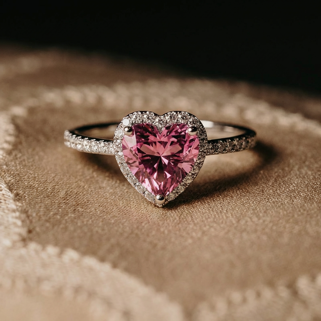 heart pink gemstone engagement rings