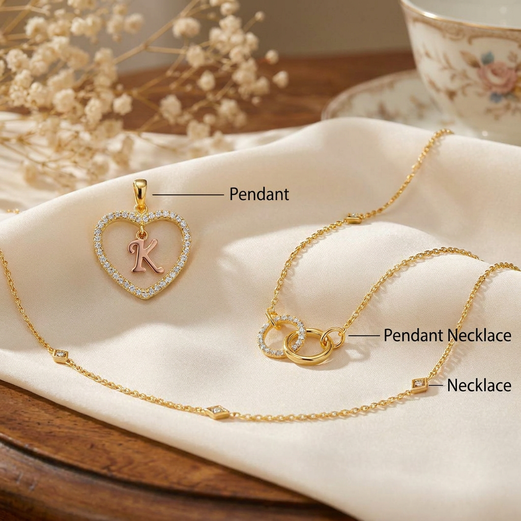 Pendant, Pendant Necklace, and Necklace Differences