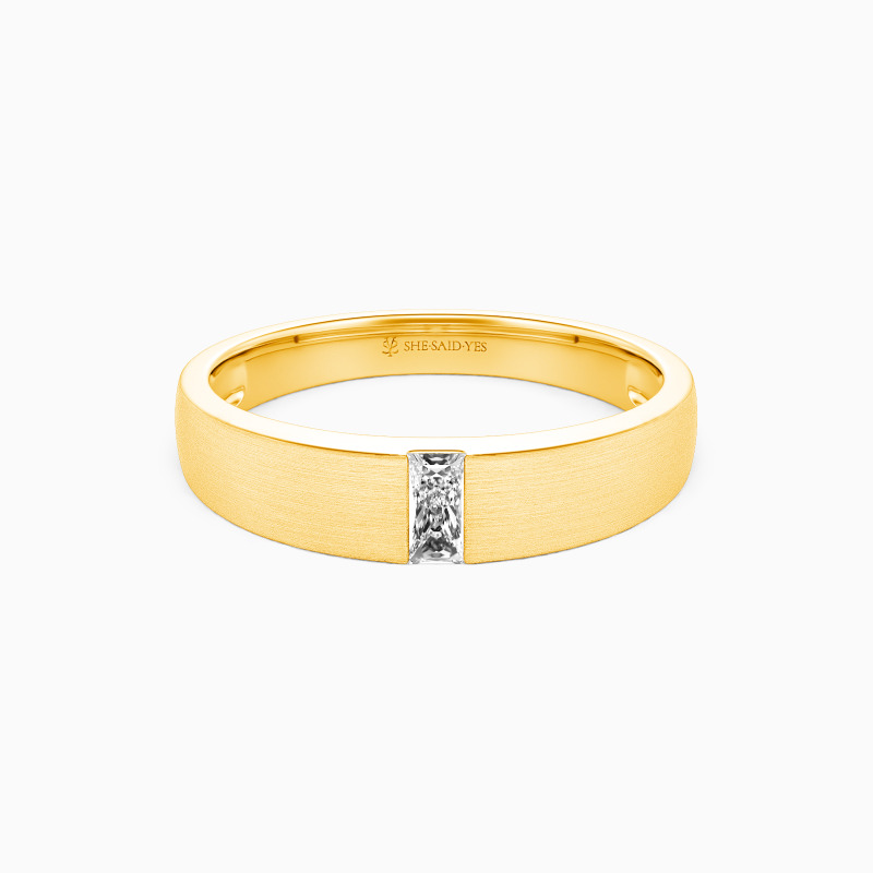 Emerald Cut Matte Brushed Men's Wedding