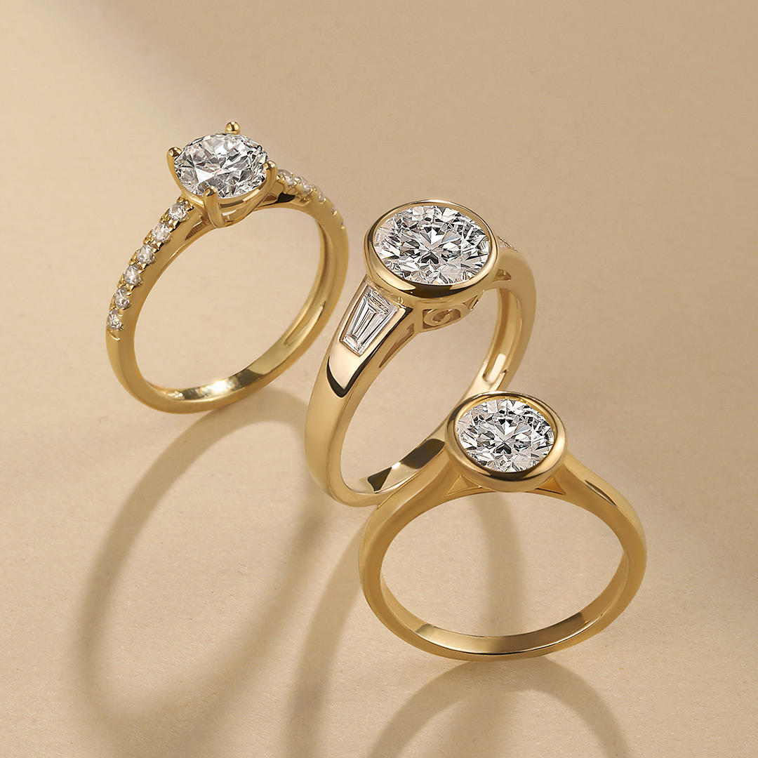 engagement rings in different settings
