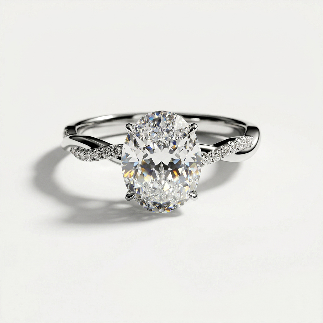 oval-cut twisted engagement ring