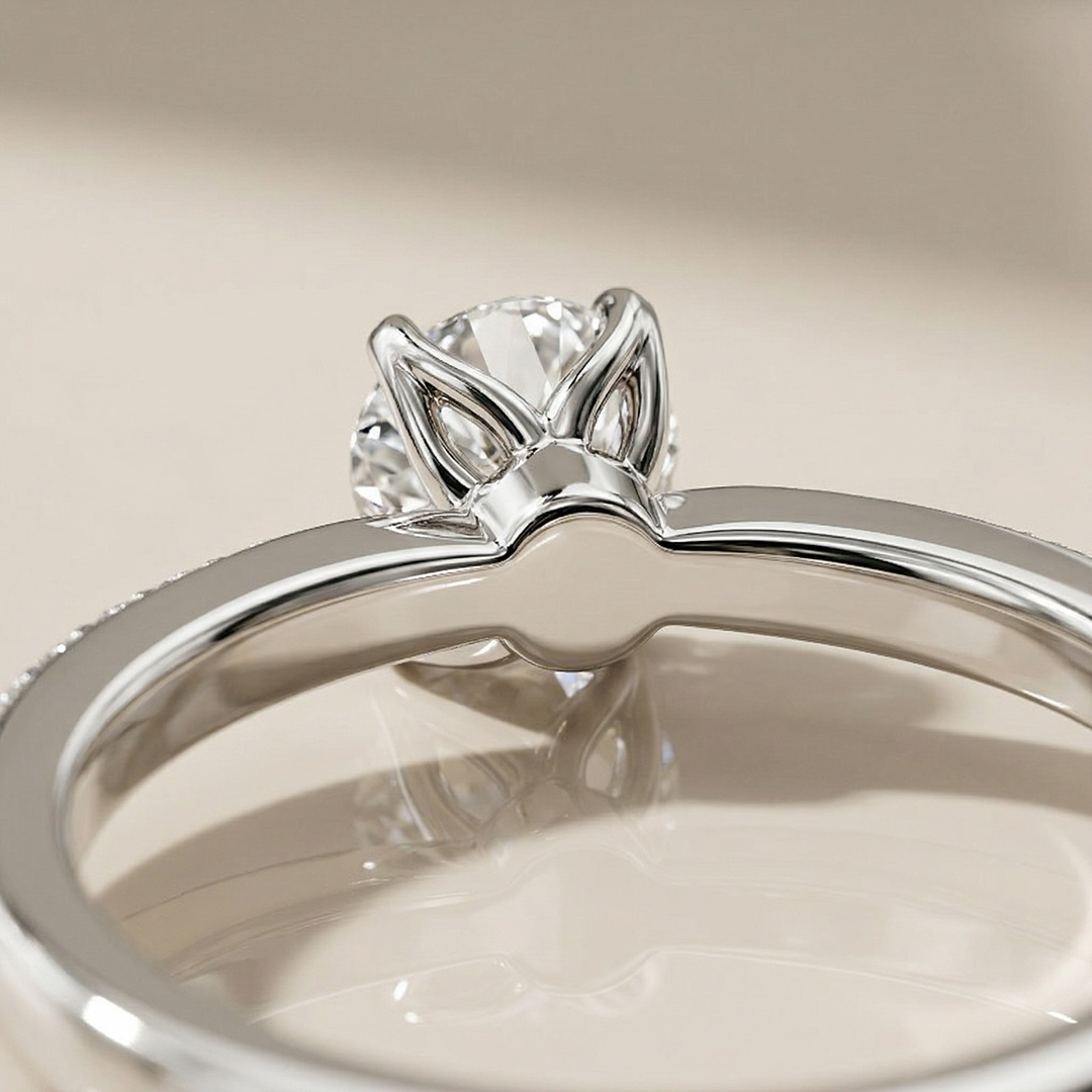 core design of nature-inspired ring: floral prongs