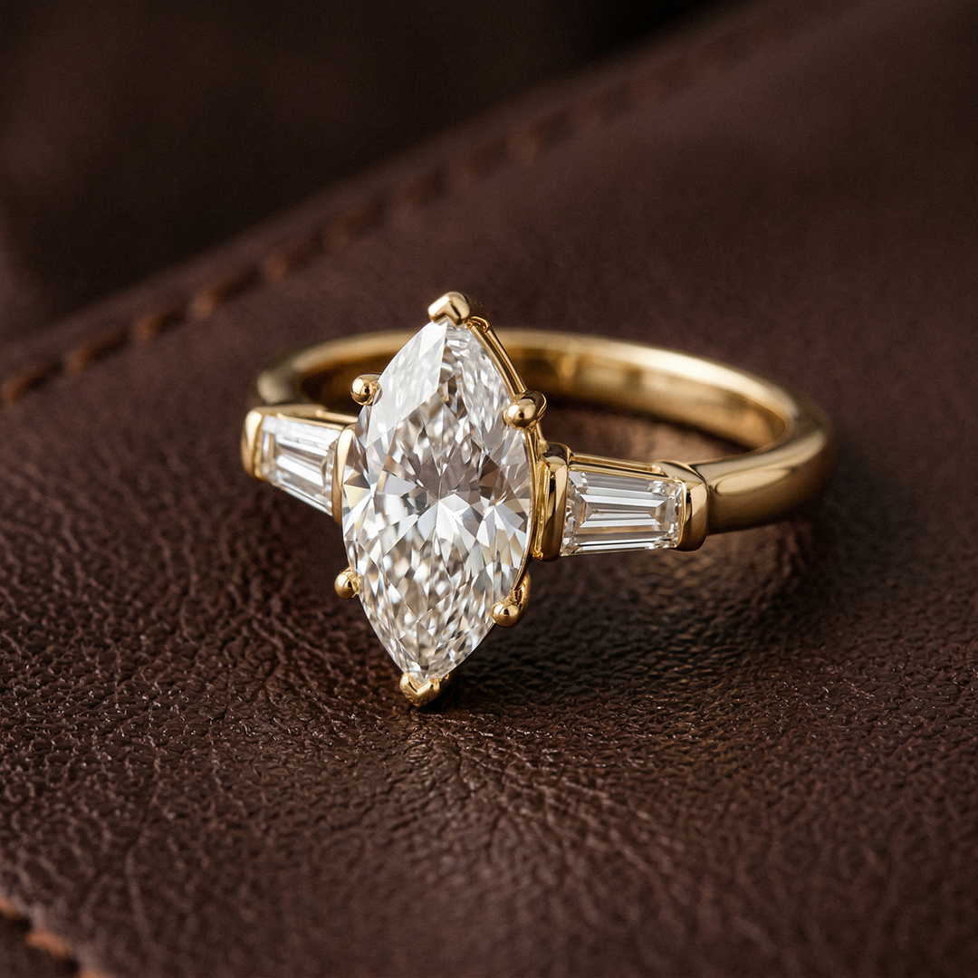 mid-century style engagement ring