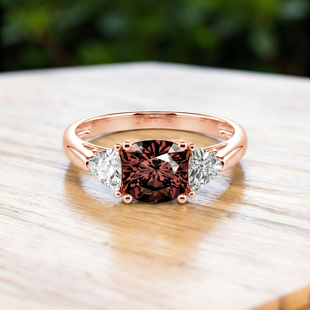 Cushion Cut Three Stone Engagement Ring