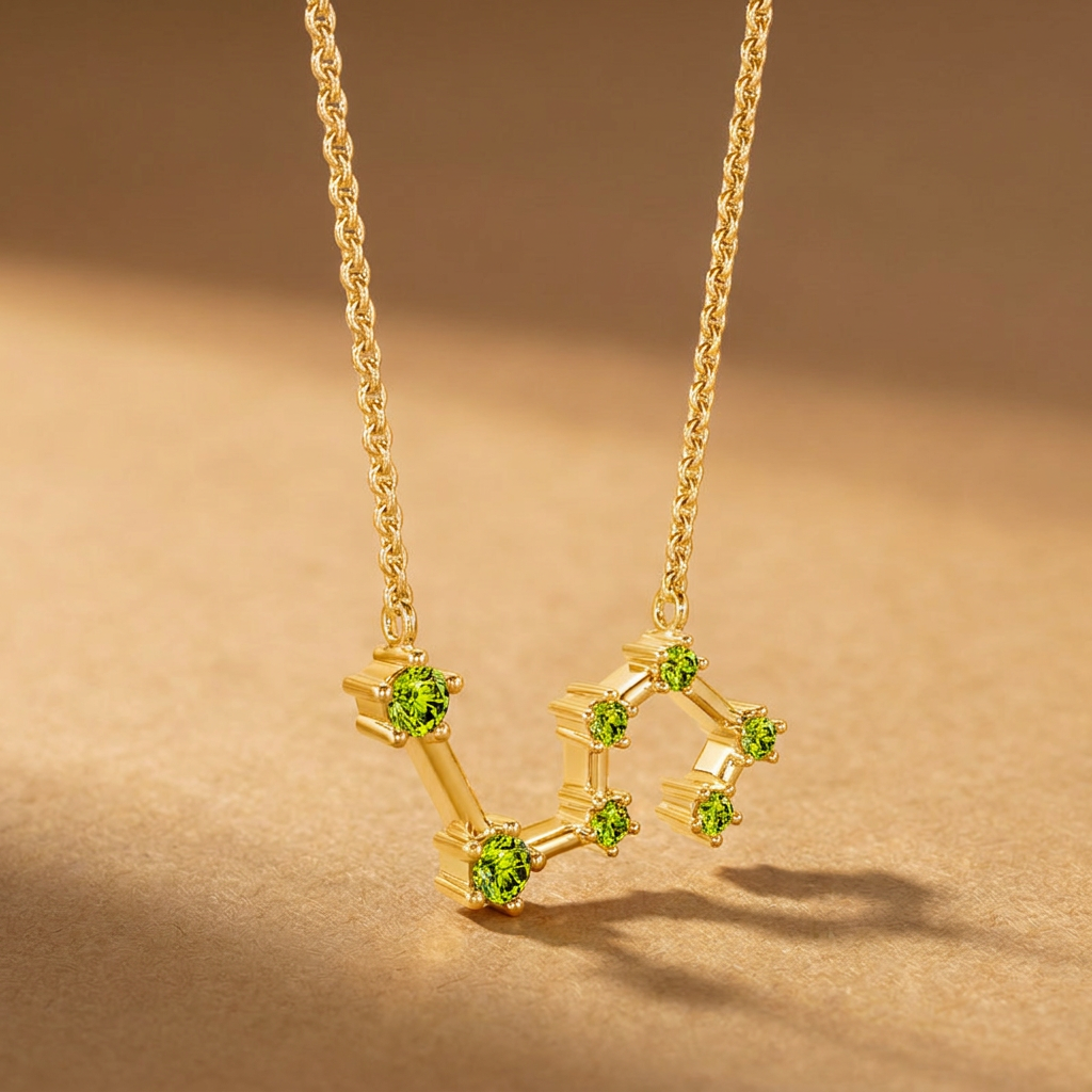 Leo Peridot Constellation Necklace