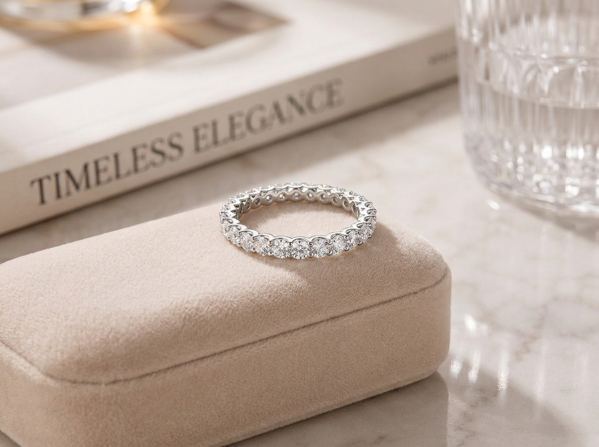 eternity band set with a continuous row of diamonds