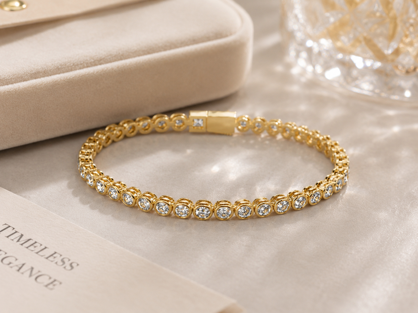 Yellow Gold lab grown diamond Tennis Bracelet