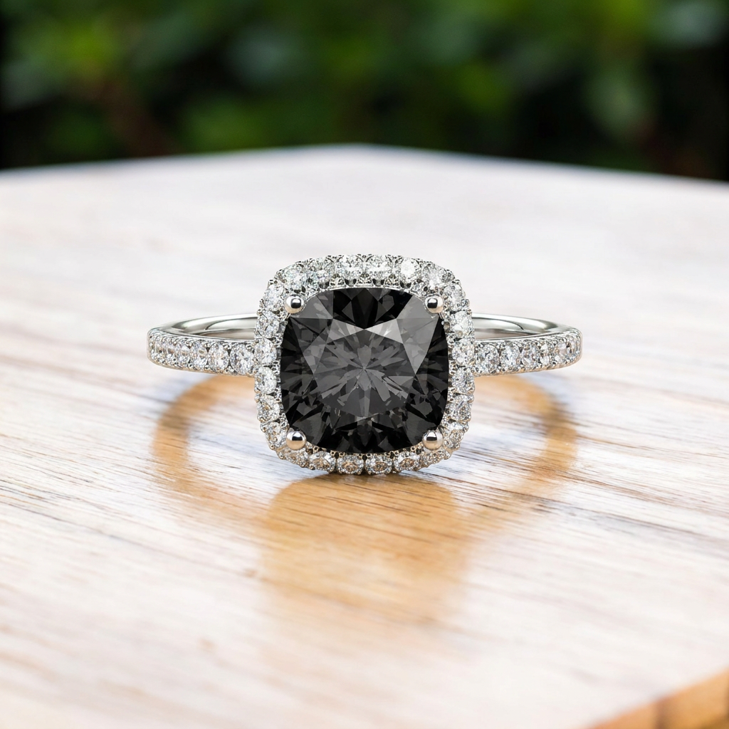 Cushion Cut Halo Engagement Ring