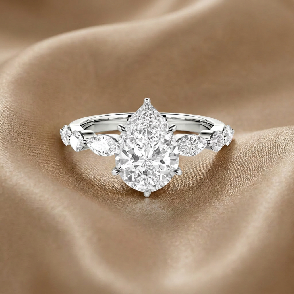 Five-prong setting pear cut Engagement ring
