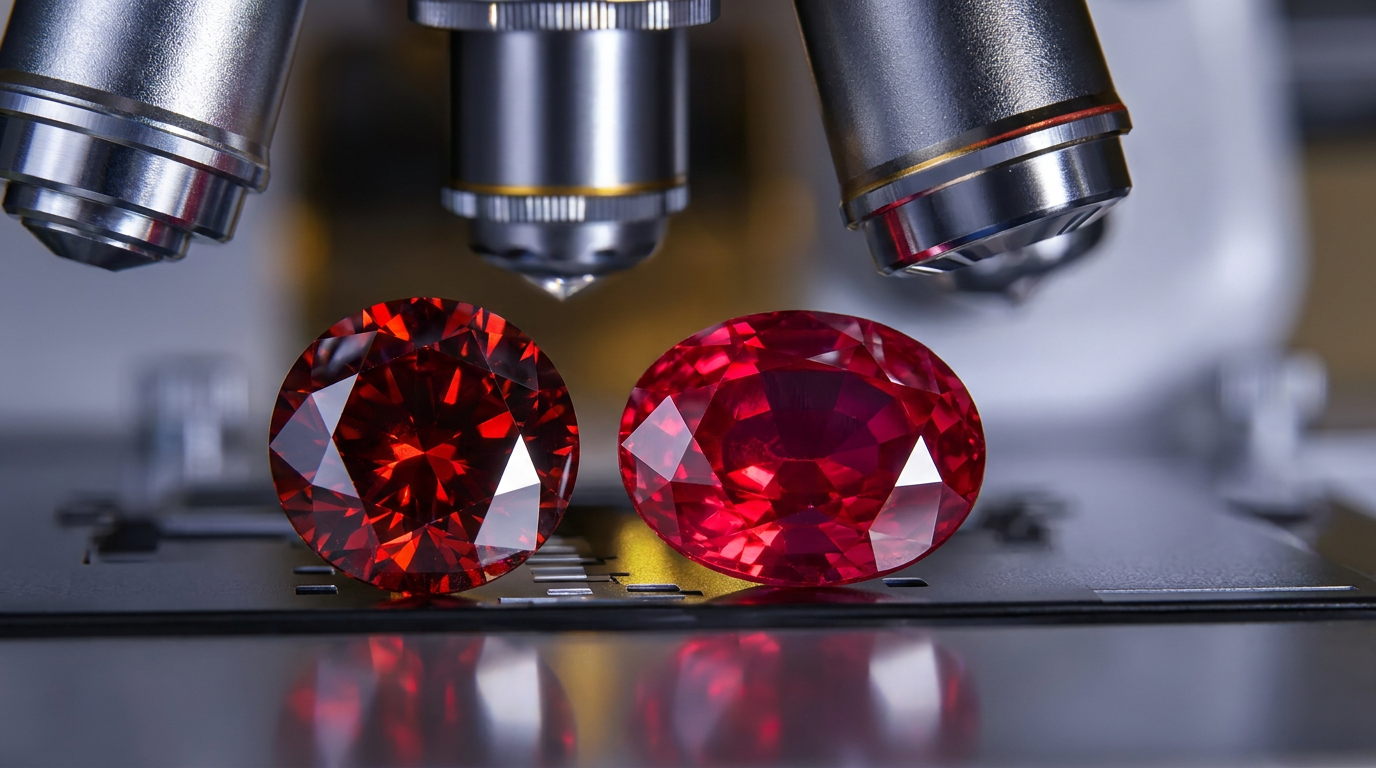 Lab-grown ruby and garnet