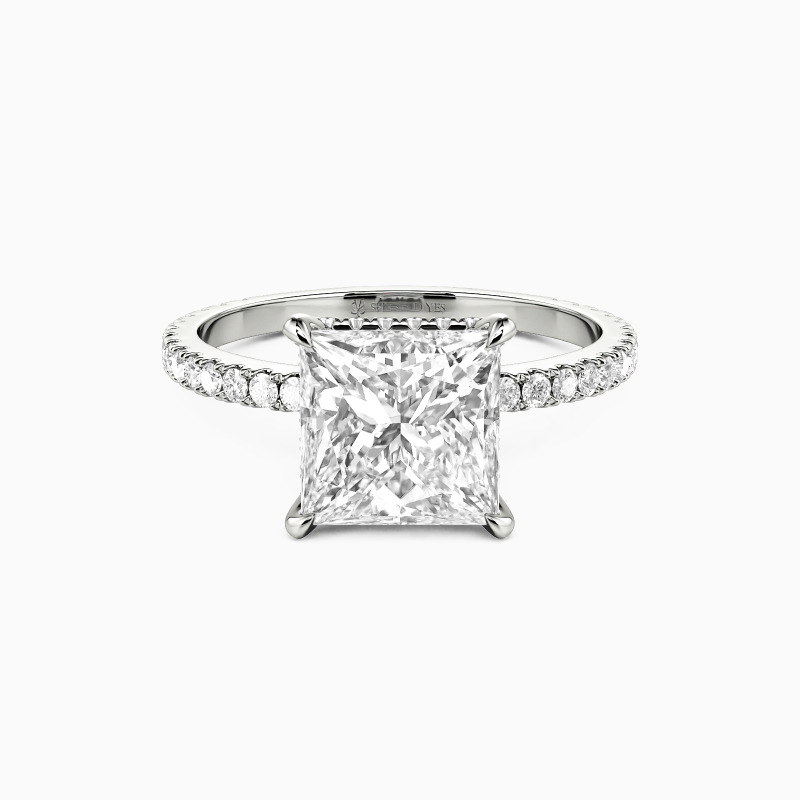 Princess Cut Side Stone Engagement Ring