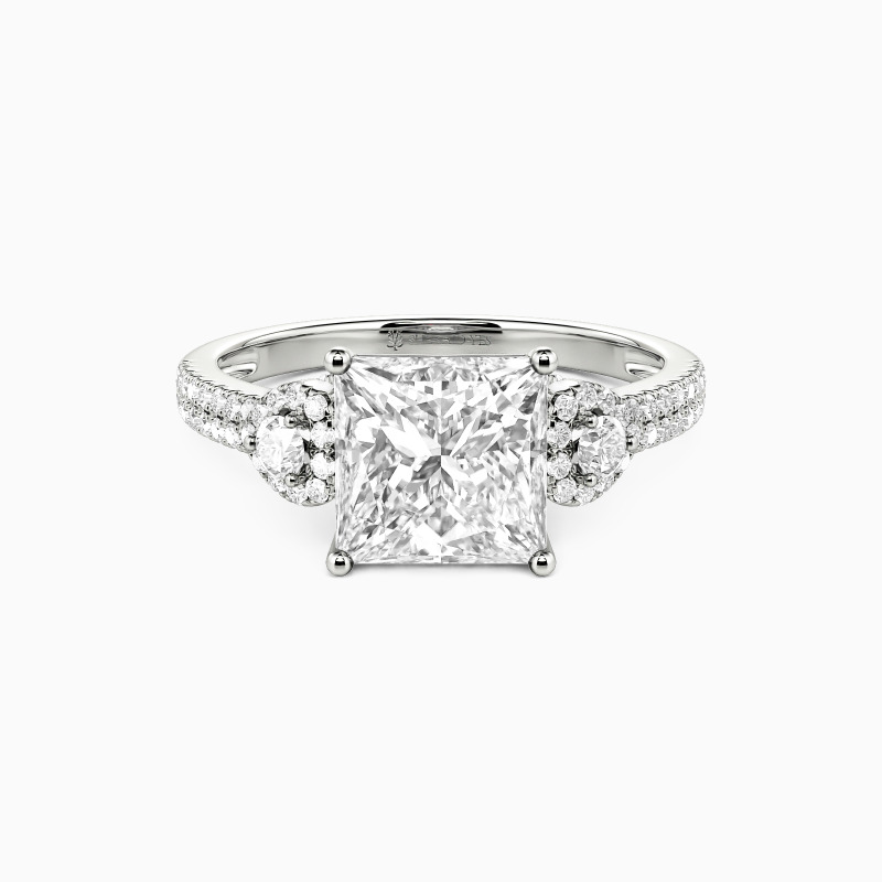 Princess Cut three Stone Engagement Ring