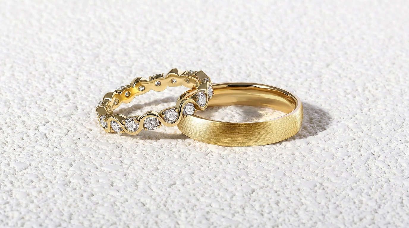 Two Matching Anniversary Rings for Her and Him