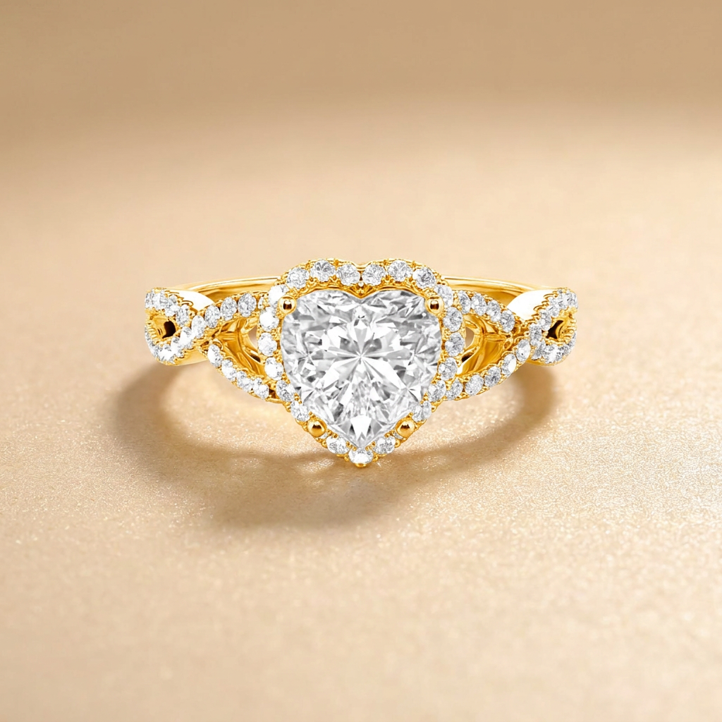Heart cut halo ring