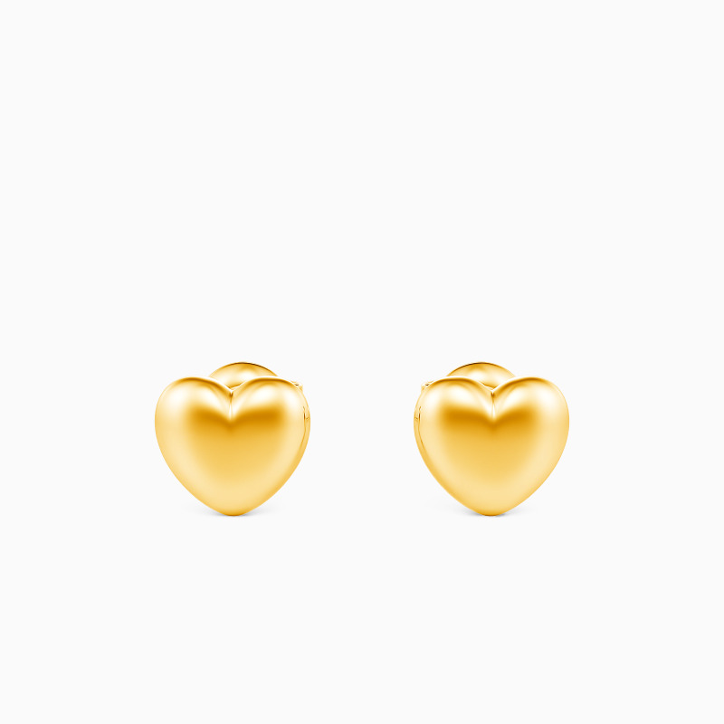 heart shape gold stud earrings