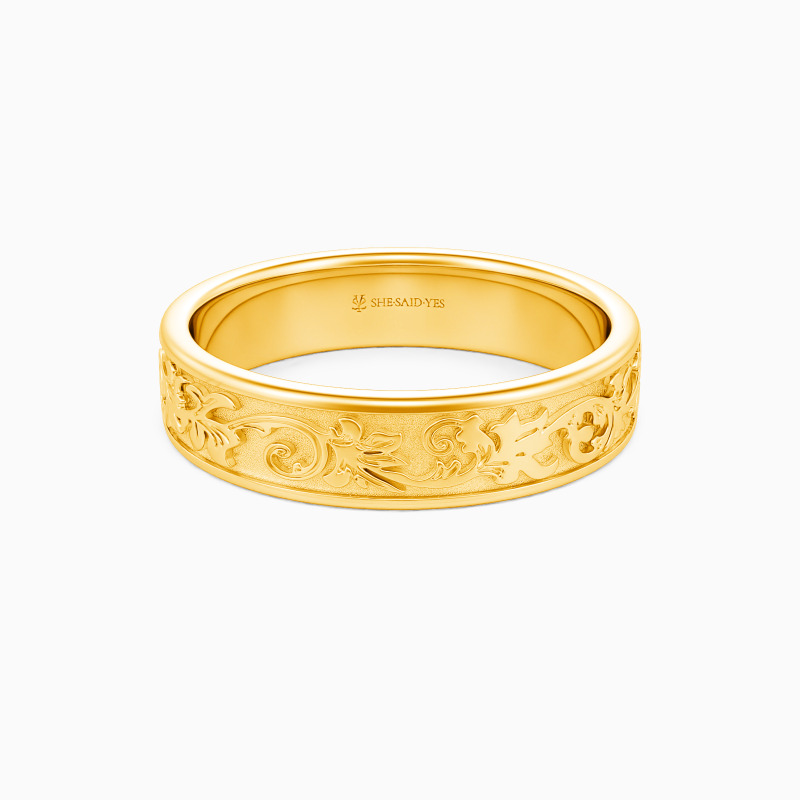 engraved gold wedding band