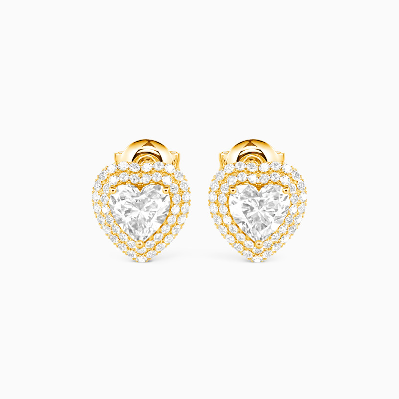 Heart cut halo stud earrings