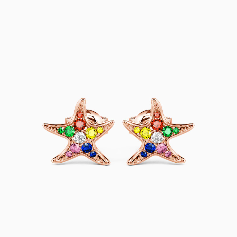 Starfish gemstone stud earrings
