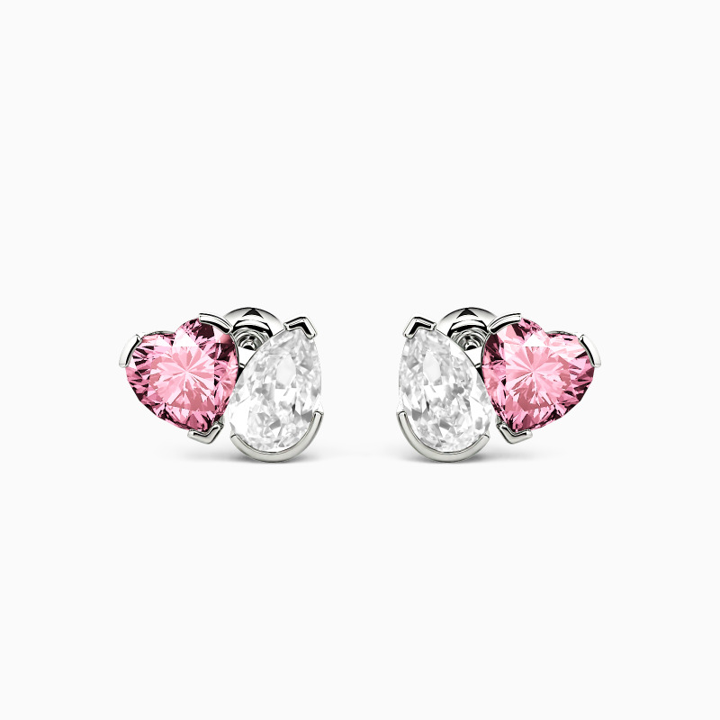 Pear cut toi et moi gemstone stud earrings