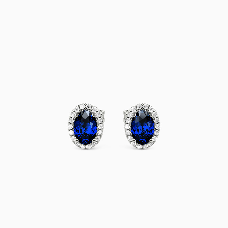Oval cut halo stud earrings