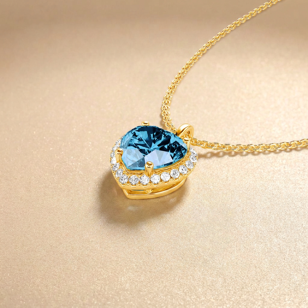 halo heart shape jewelry charms necklace