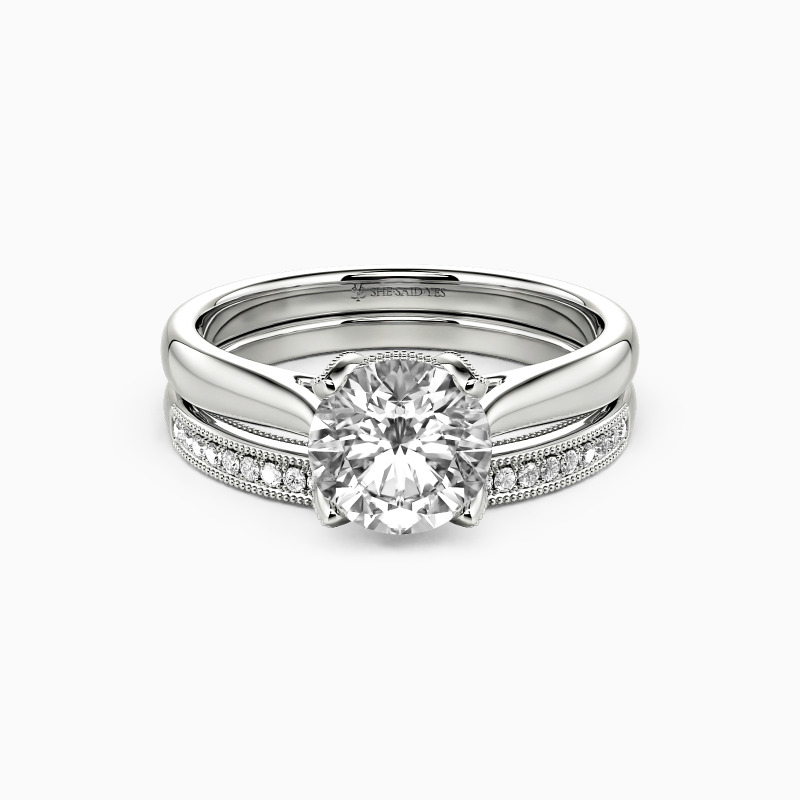 round cut 2pcs bridal set