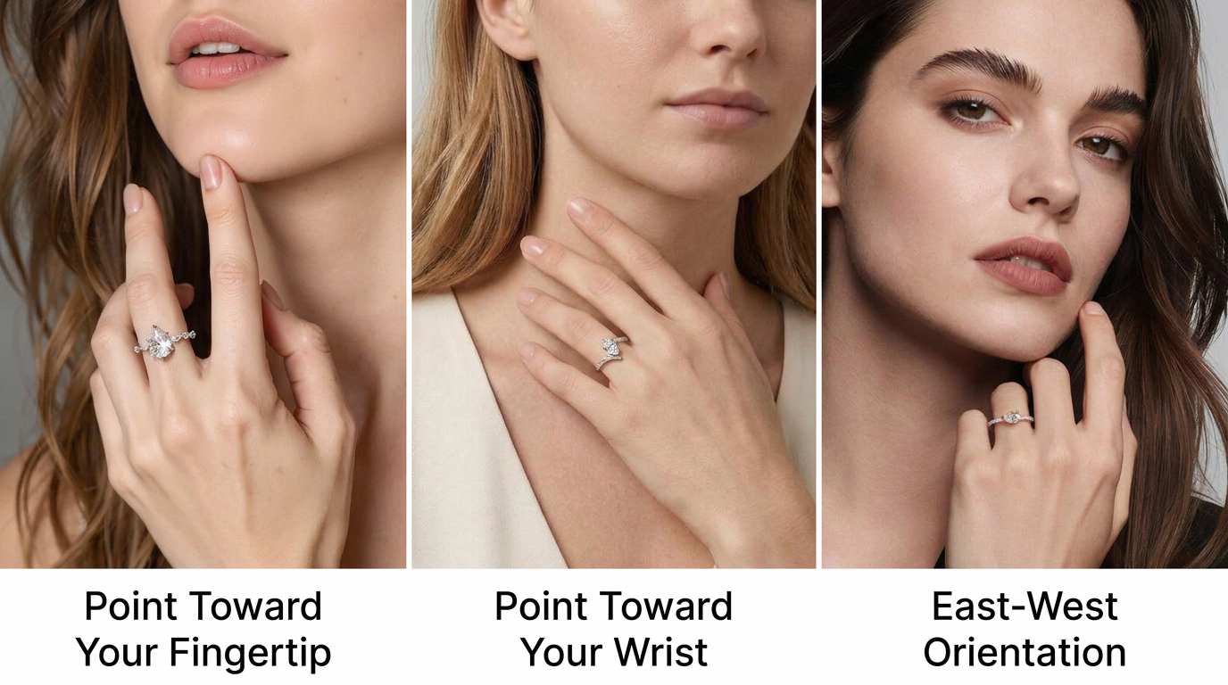 Three ways to wear a pear-shaped ring