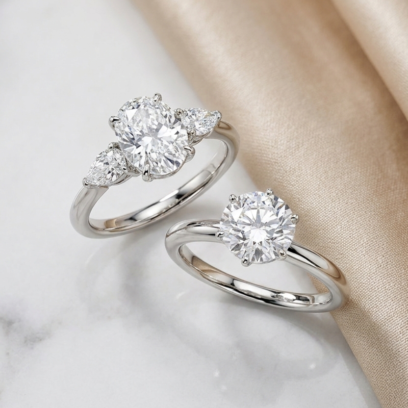 Two 1.5ct white gold diamond engagement rings