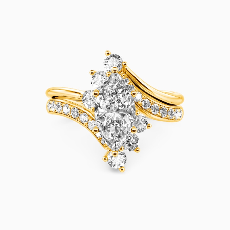 Marquise Cut 2pcs Cluster Bridal Set