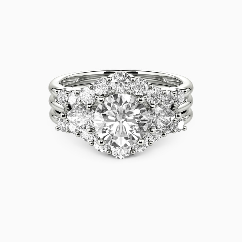 Round Cut 3pcs Cluster Bridal Set