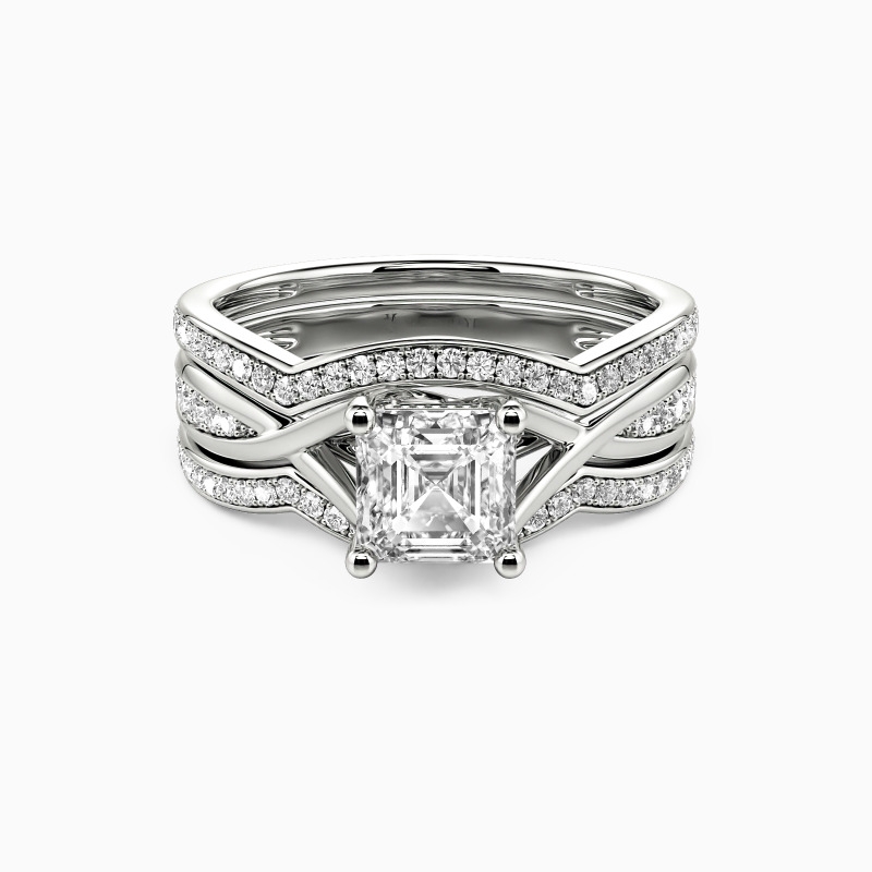 Asscher Cut 3pcs Bridal Set