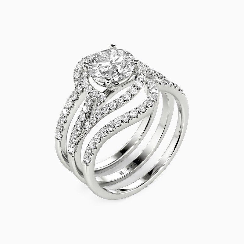 Round Cut 3pcs Bridal Set