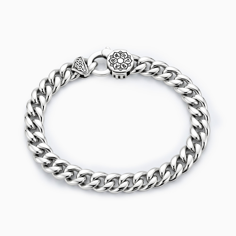 silver Cuban link chain bracelet