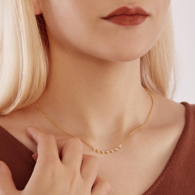 Round Cut Cluster Necklace