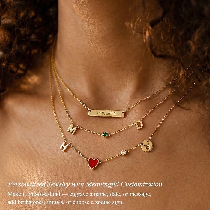 Personalized layered gold custom jewelry necklaces