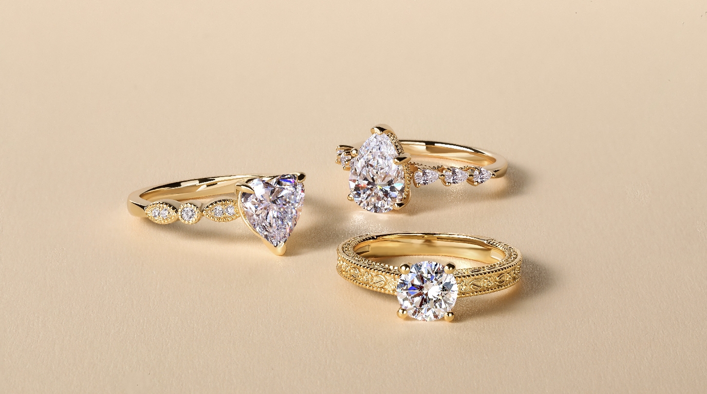 three 10k gold rings