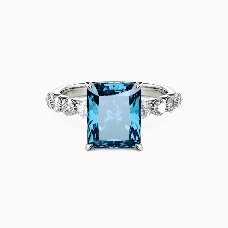 3ct Radiant Cut Side Stone Engagement Ring
